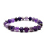 Amethyst chevron bracelet elastic natural stone, 8 mm bead / 16 - 17 cm, stone of kings and bishops