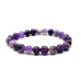 Amethyst chevron bracelet elastic natural stone, 8 mm bead / 16 - 17 cm, stone of kings and bishops