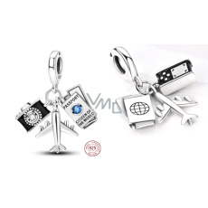 Charm Sterling Silver 925 Passport, Airplane, Camera 3in1, Travel Bracelet Pendant Charm Sterling Silver 925 Passport, Airplane, Camera 3in1, Travel Bracelet Pendant