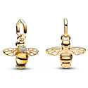 Charm Mini medallion - Bee with black and sulfur-yellow crystal, animal bracelet pendant
