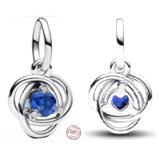 Charm Sterling silver 925 Blue circle of eternity shining, pendant on bracelet symbol
