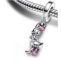 Charm Sterling silver 925 Disney Daisy with pink enamel, movie bracelet pendant