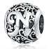 Sterling silver 925 Magic alphabet letter N with flowers, bead for bracelet