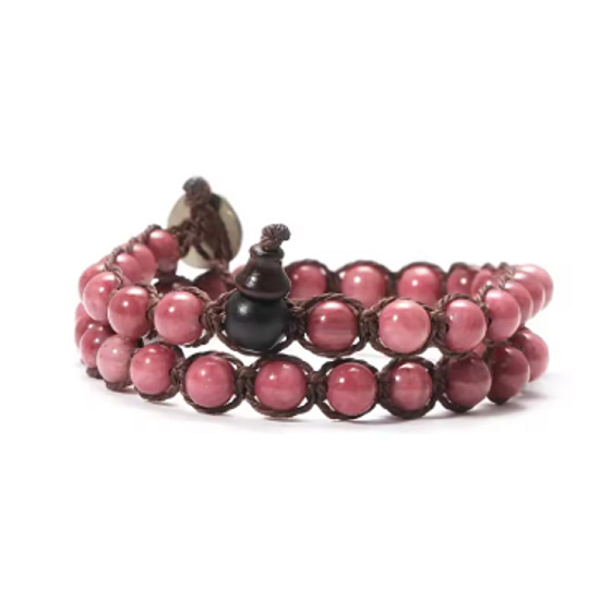 Rodonit – buddhistický náramek se santalovým Buddha prvkem, korálky 6 mm, odpuštění, klid a emocionální uzdravení