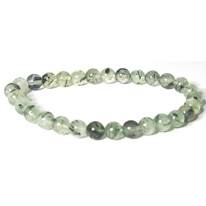 Prehnit with epidote bracelet elastic natural stone, ball 6 mm / 16 - 17 cm, pure mind stone