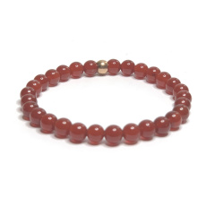 Agate red bracelet elastic natural stone, bead 6 mm / 16-17 cm, adds recoil and strength