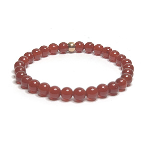 Agate red bracelet elastic natural stone, bead 6 mm / 16-17 cm, adds recoil and strength