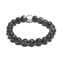 Larvikite bracelet elastic natural stone, ball 8 mm / 16 - 17 cm