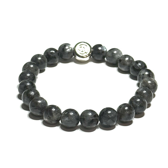 Larvikite bracelet elastic natural stone, ball 8 mm / 16 - 17 cm