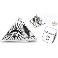 Sterling silver 925 Egypt All Seeing Eye Pyramid, travel bracelet bead