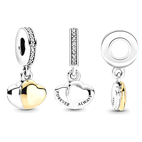 Sterling silver 925 Linked Hearts - hearts in total harmony, love bracelet pendant