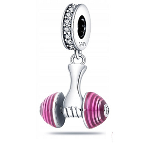 Sterling silver 925 Gymnastics barbell, sport bracelet pendant