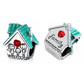 Charm Sterling silver 925 House where love lives, bead on bracelet family