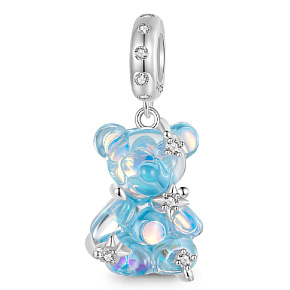 Charm Sterling Silver 925 Bear Blue Fantastic Dream, Animal Bracelet Pendant