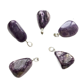 Charoite Tumbled Pendant, natural stone approx. 2.6 cm