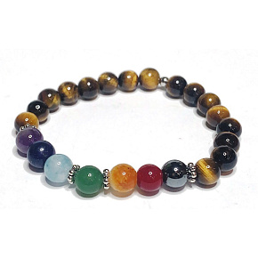 Chakra bracelet Tiger eye, elastic natural stone ball 8 mm / 16 - 17 cm Chakra bracelet Tiger eye, elastic natural stone ball 8 mm / 16 - 17 cm