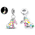 Charm Sterling silver 925 Luminous - Roller skates with violin key, pendant on bracelet sport