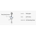 Charm Sterling silver 925 Helicopter, travel bracelet pendant