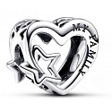 Charm Sterling silver 925 Heart with intertwined star, bead on bracelet family
