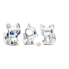 Charm Sterling silver 925 Fox - blue eyes, bead for bracelet, animal