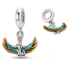 Charm Sterling Silver 925 Egyptian Goddess, Travel Bracelet Pendant
