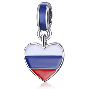 Charm Rusko vlajka – trikolóra ve tvaru srdce, přívěsek na náramek cestování