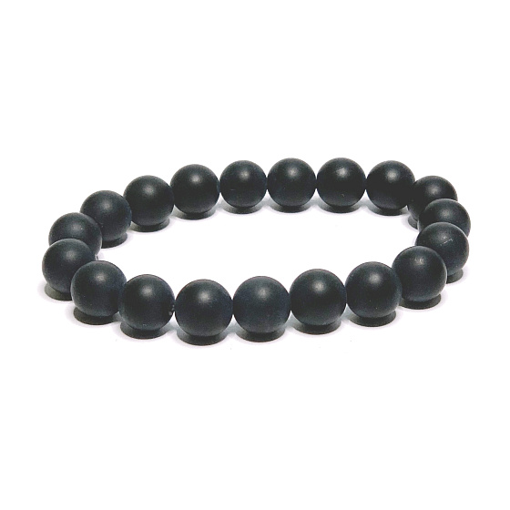 Onyx černý matný náramek elastický přírodní kámen životní síly