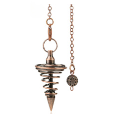 Metal spiral pendulum for Reiki divination and spiritual healing, cone 25,4 mm, antique copper
