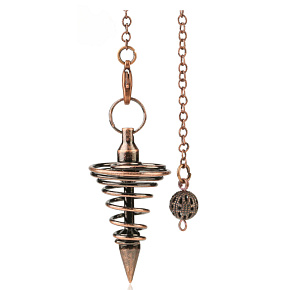 Metal spiral pendulum for Reiki divination and spiritual healing, cone 25,4 mm, antique copper
