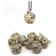 Jasper Dalmatian Apple of Knowledge pendant, natural stone 2,7 x 15 mm, stone of positive energy