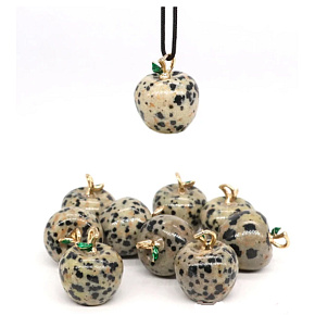 Jasper Dalmatian Apple of Knowledge pendant, natural stone 2,7 x 15 mm, stone of positive energy