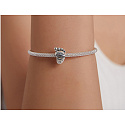 Sterling silver 925 I love you dear mom, footprint, bead for bracelet family