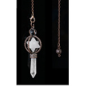 Quartz Merkaba pendulum + clear quartz + bronze, natural stone pendant 7,7 cm, chain approx. 26,5 cm