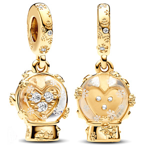 Charm Sterling silver 925 Snowman with heart and snowflakes, Christmas bracelet pendant