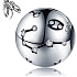 Cancer zodiac sign, pendant for bracelet silver + cubic zirconia, ball 9 mm 1 piece