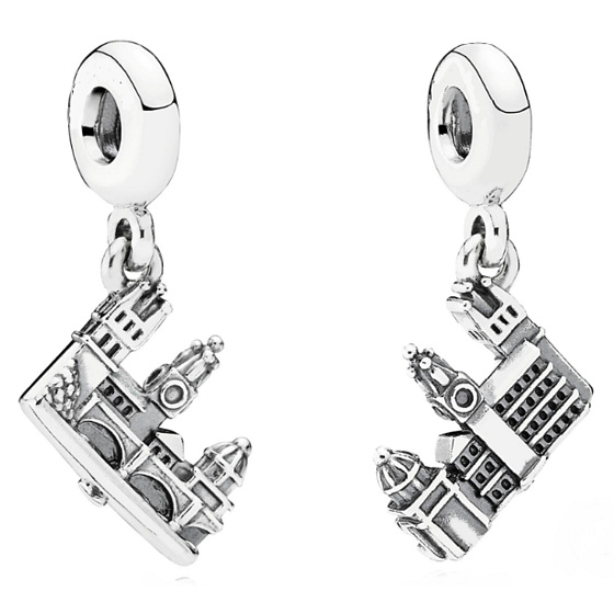 Sterling silver 925 Prague Charles Bridge, travel bracelet pendant