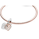 Sterling Silver 925 Rose Unconditional Love - intertwined heart, 2in1 love bracelet pendant