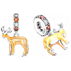 Charm Sterling silver 925 Antelope, animal bracelet pendant