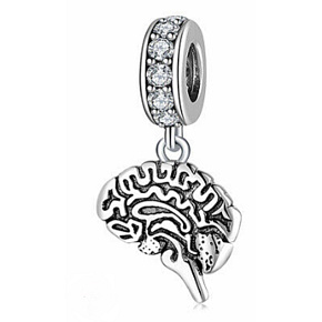 Charm Sterling silver 925 Anatomical biology - Brain, bracelet pendant, symbol Charm Sterling silver 925 Anatomical biology - Brain, bracelet pendant, symbol