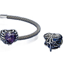 925 Sterling Silver Skeleton Heart Charm, Bead for Halloween Bracelet