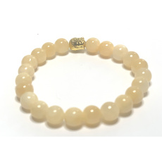 Jade yellow bracelet elastic natural stone, ball 8 mm / 16 - 17 cm