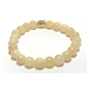 Jade yellow bracelet elastic natural stone, ball 8 mm / 16 - 17 cm