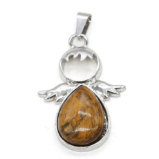 Tiger's Eye Angel guardian pendant natural stone 3,5 x 2,5 mm, stone of the sun and earth, brings luck and wealth