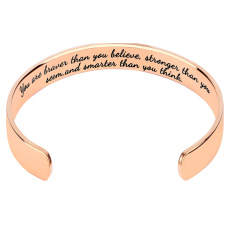 Stainless steel bracelet gold-plated with engraving You are braver..., open cuff, 2.5 mm