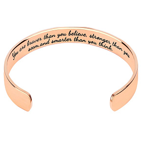 Stainless steel bracelet gold-plated with engraving You are braver..., open cuff, 2.5 mm