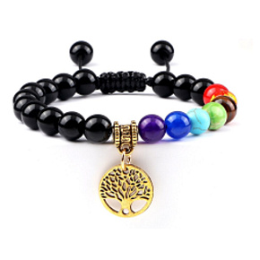 Chakra bracelet Tree of Life + Obsidian, natural stone, hand knitted, adjustable size, 8 mm ball, rescue stone Chakra bracelet Tree of Life + Obsidian, natural stone, hand knitted, adjustable size, 8 mm ball, rescue stone