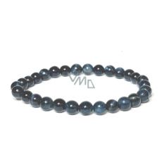 Tiger's eye dark blue grey bracelet elastic natural stone, ball 6 mm / 16-17 cm, stone of sun and earth, brings luck and wealth Tiger's eye dark blue grey bracelet elastic natural stone, ball 6 mm / 16-17 cm, stone of sun and earth, brings luck and wealth