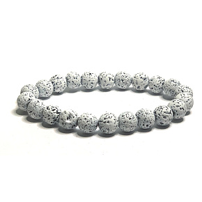 Lava white bracelet elastic natural stone, bead 8 mm / 16-17 cm, born of the four elements