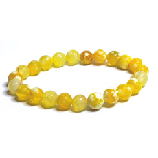 Agate yellow facet bracelet elastic natural stone, ball 8 mm / 16 - 17 cm