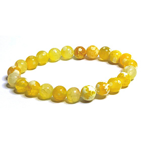 Agate yellow facet bracelet elastic natural stone, ball 8 mm / 16 - 17 cm Agate yellow facet bracelet elastic natural stone, ball 8 mm / 16 - 17 cm